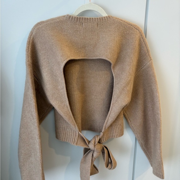 English Factory Tan Sweater with Blue Dress - Picture 10 of 10